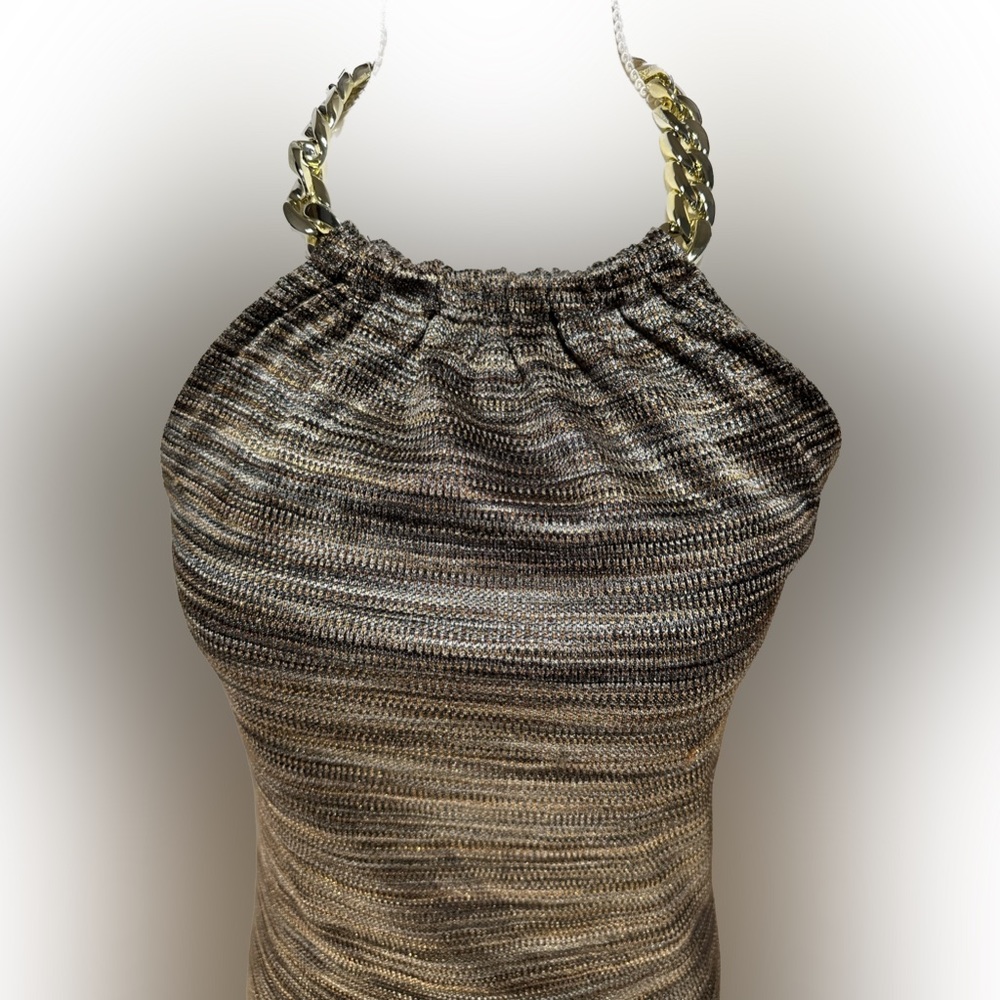 Cache Size M backless top with adjustable chain neckline. - Picture 4 of 8